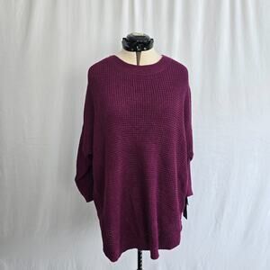 Black Tape Waffle Knit Sweater Women's 3X Purple Arch Hem Long Sleeve NWT